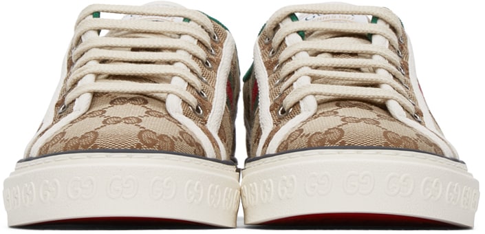 Beige GG Supreme 'Gucci Tennis 1977' Sneakers - SNEAKE.STORE